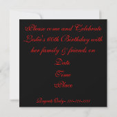RED FABULOUS 60 Invitation d'anniversaire (Dos)