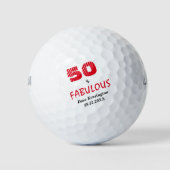 Red Fabulous Vijftig Verjaardag gepersonaliseerd Golfballen (Voorkant)