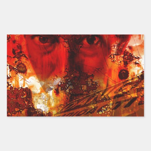 Red Face Graffiti Rechthoekige Sticker (Voorkant)