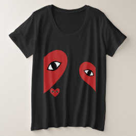 Red Face Love Heart Eyes Grote Maat T-shirt