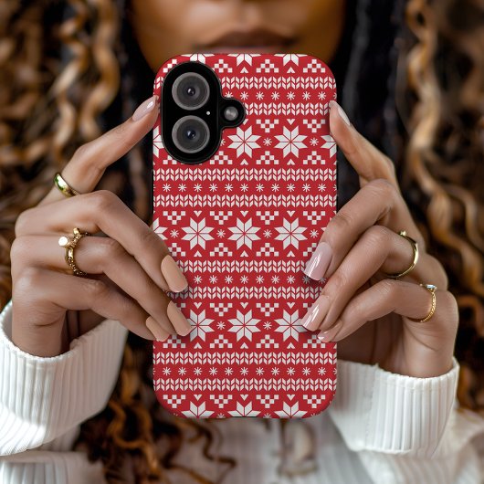 Red Fair Isle-kerstkeuken Patroon Case-Mate iPhone Case