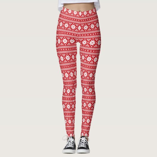 Red Fair Isle Leggings (Voorkant)