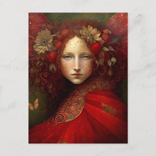 Red Fairy Fantasy Art Briefkaart (Voorkant)