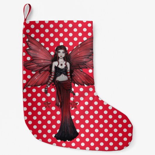 Red Fairy op Polka Dots kerststop Kleine Kerstsok (Voorkant)