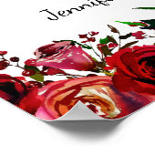 Red Fall Automne Floral Mariage Affiche de bienven (Coin)