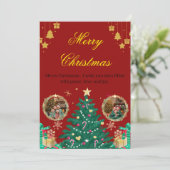 Red Family Christmas Greeting Card Save The Date (Staand voorkant)