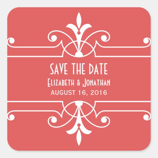 Red Fancy Ornamental Enregistrer les stickers Date (Devant)