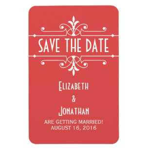 Red Fancy Ornamental Save the Date Magnet Magneet