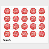 Red Fancy Script "Merry Kerstmis" Aangepast Ronde Sticker (Vel)