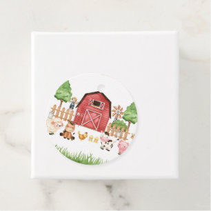 Red Farm Animals Baby shower Bedankjes Labels