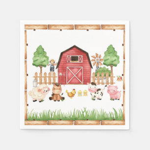 Red Farm Animals Baby shower Servet