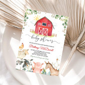 Red Farm Animals Boy Baby shower Kaart