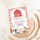 Red Farm Animals Boy Baby shower Kaart