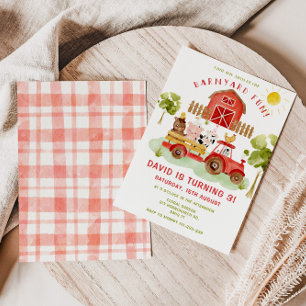 Red Farm Animaux 3e anniversaire Invitation