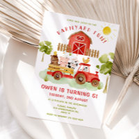 Red Farm animaux 5e anniversaire fête Invitation