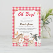 Red Farm Animaux Baby shower Invitation (Debout devant)