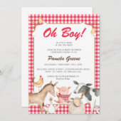 Red Farm Animaux Baby shower Invitation (Devant / Derrière)