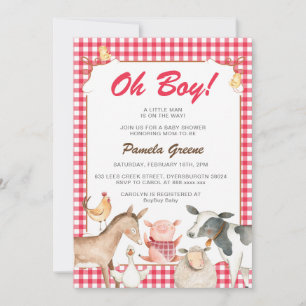 Red Farm Animaux Baby shower Invitation