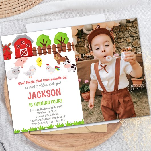 Red Farm Anniversaire Invitations avec photo