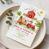 Red Farm dieren 4e verjaardagsfeest Uitnodiging