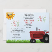 Red Farm Tractor Invitation de fête d'anniversaire (Devant)