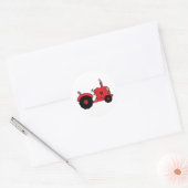 Red Farm Tractor Vehicle Ronde Sticker (Envelop)