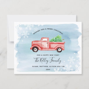 Red Farmhouse Truck Petite Holiday Card Feestdagenkaart