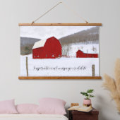 Red Farmyard Barns in Winter Wonderland Hangend Wandkleed (Slaapkamer)