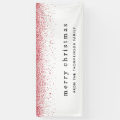 Red Faux Glitter Border Name Merry Kerstry Spandoek (Verticaal)