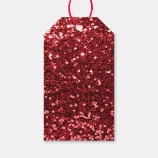 Red Faux Glitter Cadeaulabel