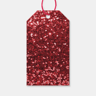 Red Faux Glitter Cadeaulabel