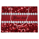 Red Faux Glitter en Diamonds Large Cadeauzakje (Voorkant)