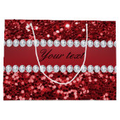 Red Faux Glitter en Diamonds Large Cadeauzakje (Achterkant)