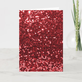Red Faux Glitter Feestdagen Kaart
