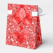 Red Faux Glitter & Heart Droplets Bedankdoosjes (Achterkant)