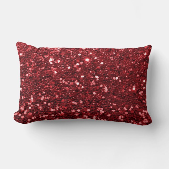 Red Faux Glitter Kussen (Voorkant)