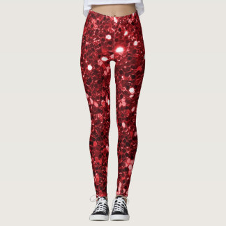 Red Faux Glitter Leggings