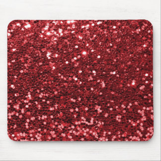 Red Faux Glitter Muismat
