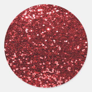 Red Faux Glitter Ronde Sticker