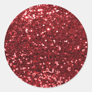 Red Faux Glitter Ronde Sticker