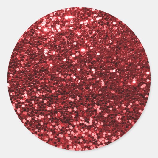 Red Faux Glitter Ronde Sticker (Voorkant)