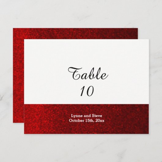 Red Faux Glitter Table Seating Kaart (Voorkant / Achterkant)