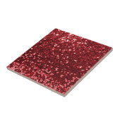 Red Faux Glitter Tegeltje (Zijkant)