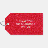 Red Faux Glitter Wedding Favor Cadeaulabel (Achterkant Horizontaal)