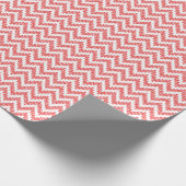 Red Faux Glitter & White Ikat Chevron Cadeaupapier (Hoek)