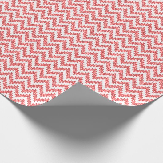 Red Faux Glitter & White Ikat Chevron Cadeaupapier (Hoek)