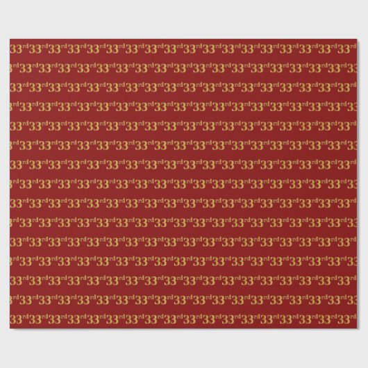 Red, Faux Gold 33e (Dertigderde) gebeurtenis Cadeaupapier (Vlak)