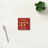 Red, Faux Gold 35th Birthday, met aangepaste naam Post-it® Notes (Kantoor)