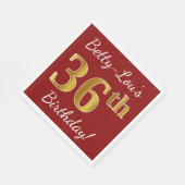 Red, Faux Gold 36th Birthday + aangepaste naam Servet (Hoek)
