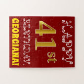 Red, Faux Gold 41st Birthday + aangepaste naam Puz Legpuzzel (Horizontaal)